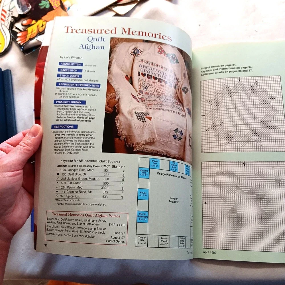 Cross Stitcher Magazine‎ April 1997  Easter Spring Patterns Sampler Angel Xmas +